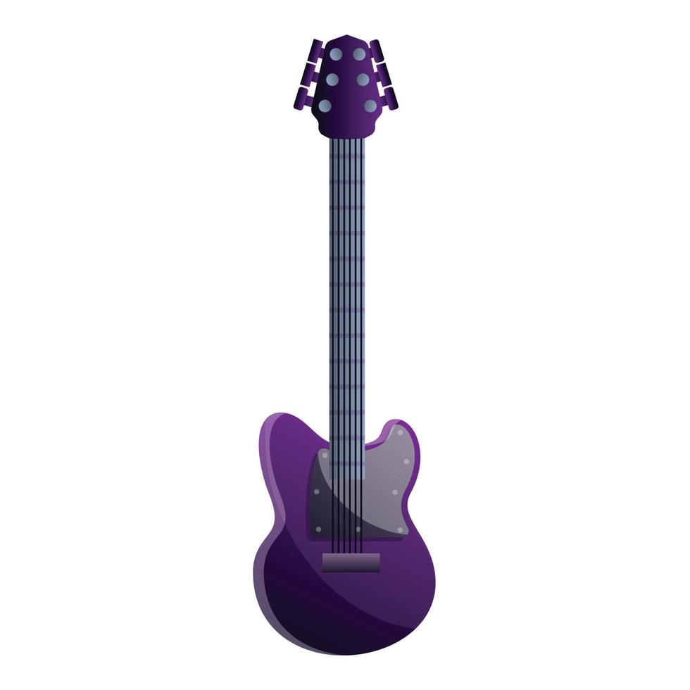 Purper gitaar icoon, tekenfilm stijl vector