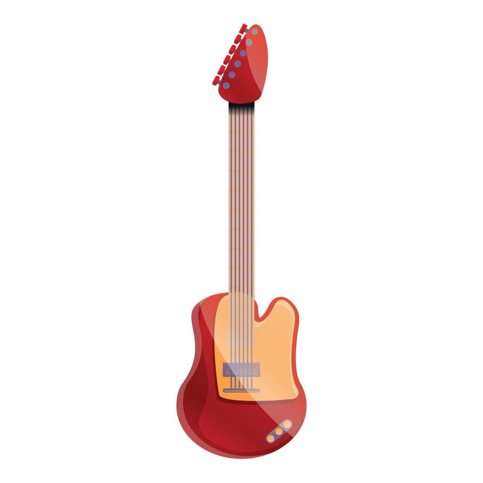 rood elektrisch gitaar icoon, tekenfilm stijl vector