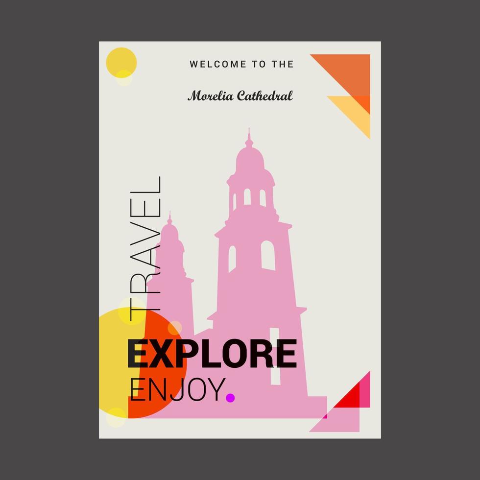 Welkom naar de morelia kathedraal morelia Mexico onderzoeken reizen genieten poster sjabloon vector