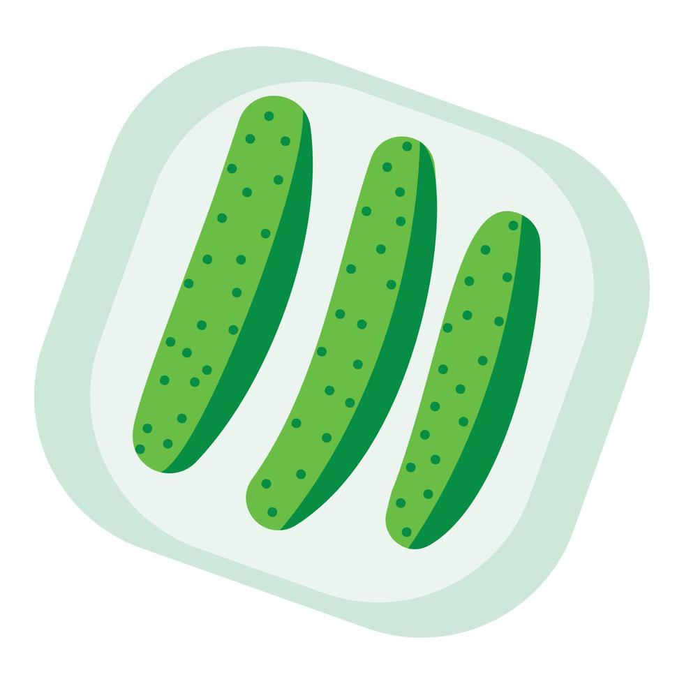 Ingepakt komkommer icoon, vlak stijl vector