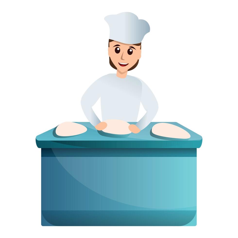 bakker in fabriek icoon, tekenfilm stijl vector