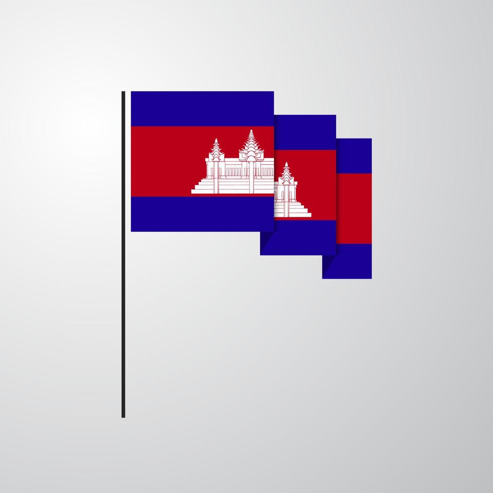 Cambodja golvend vlag creatief achtergrond vector