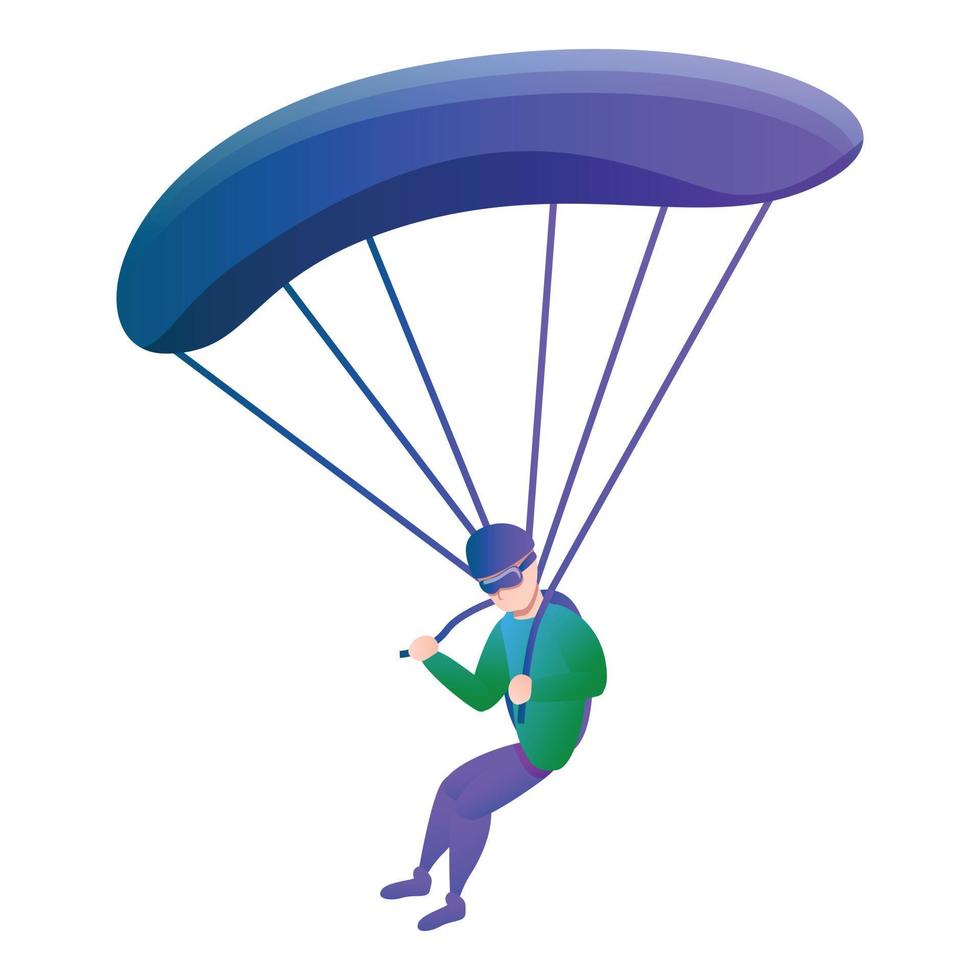 skydiver met parachute icoon, tekenfilm stijl vector