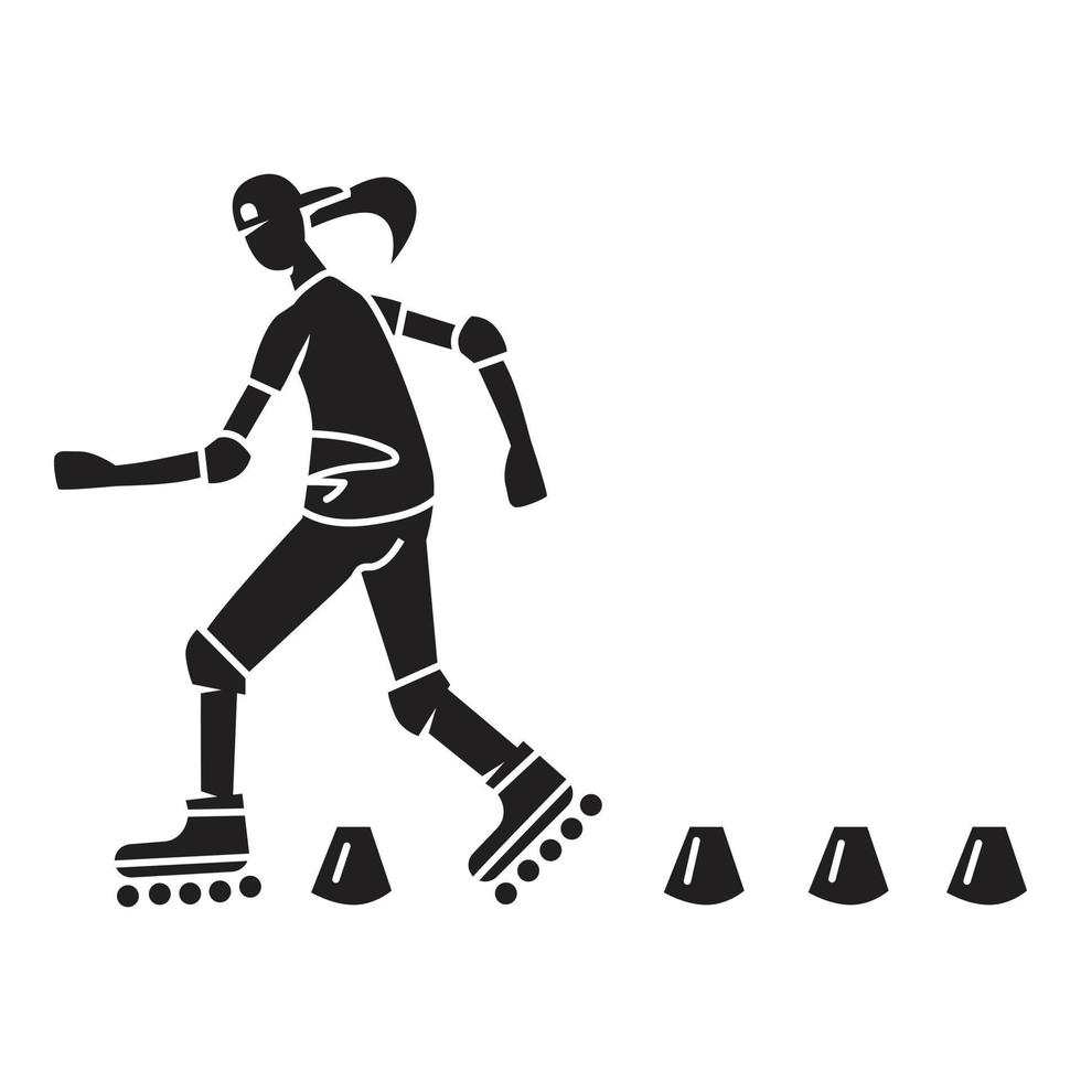vrouw rol schaatser icoon, gemakkelijk stijl vector