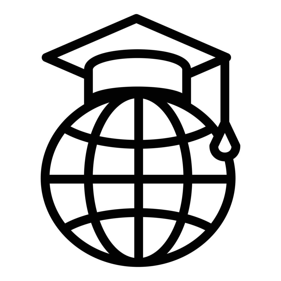 Oxford pet Aan de wereldbol icoon, schets stijl vector