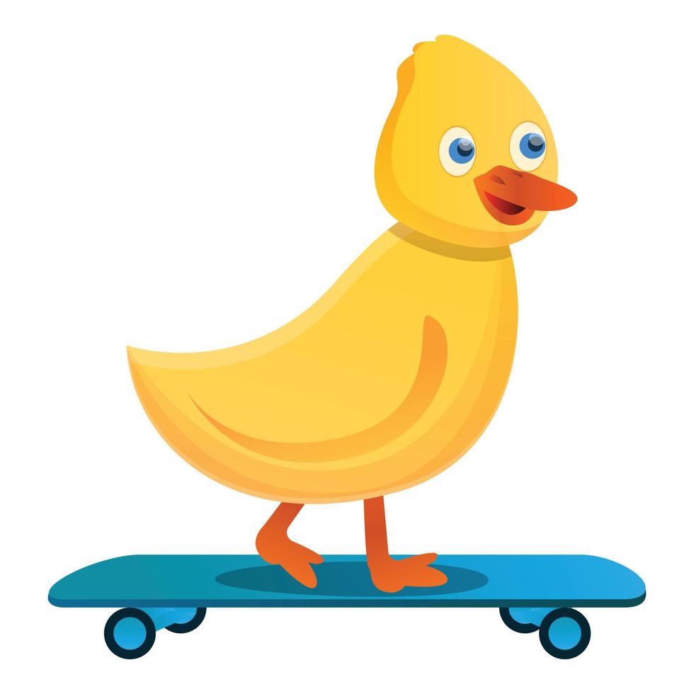 geel eend skateboard icoon, tekenfilm stijl vector