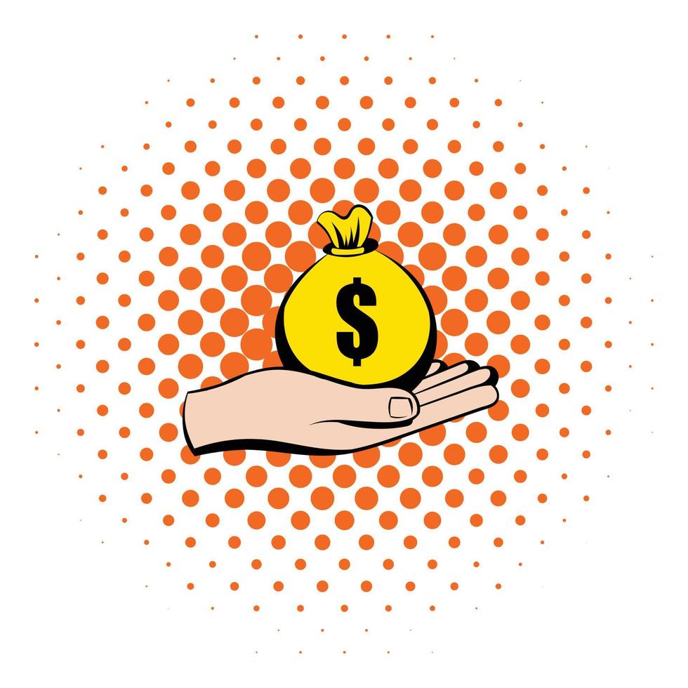 geld in hand- icoon, comics stijl vector