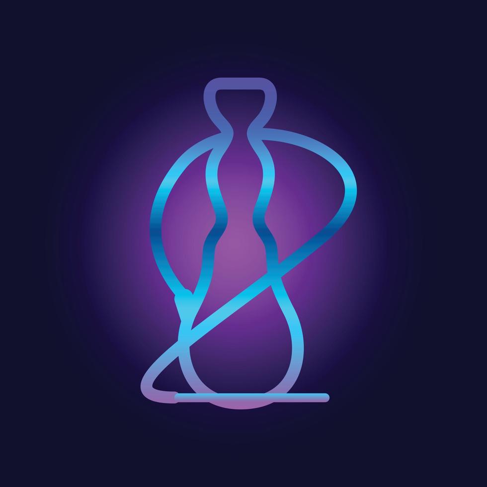 neon hookah icoon, tekenfilm stijl vector