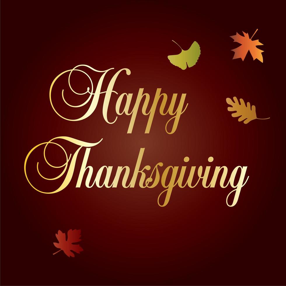 happy thanksgiving typografie en bladeren grafisch vector