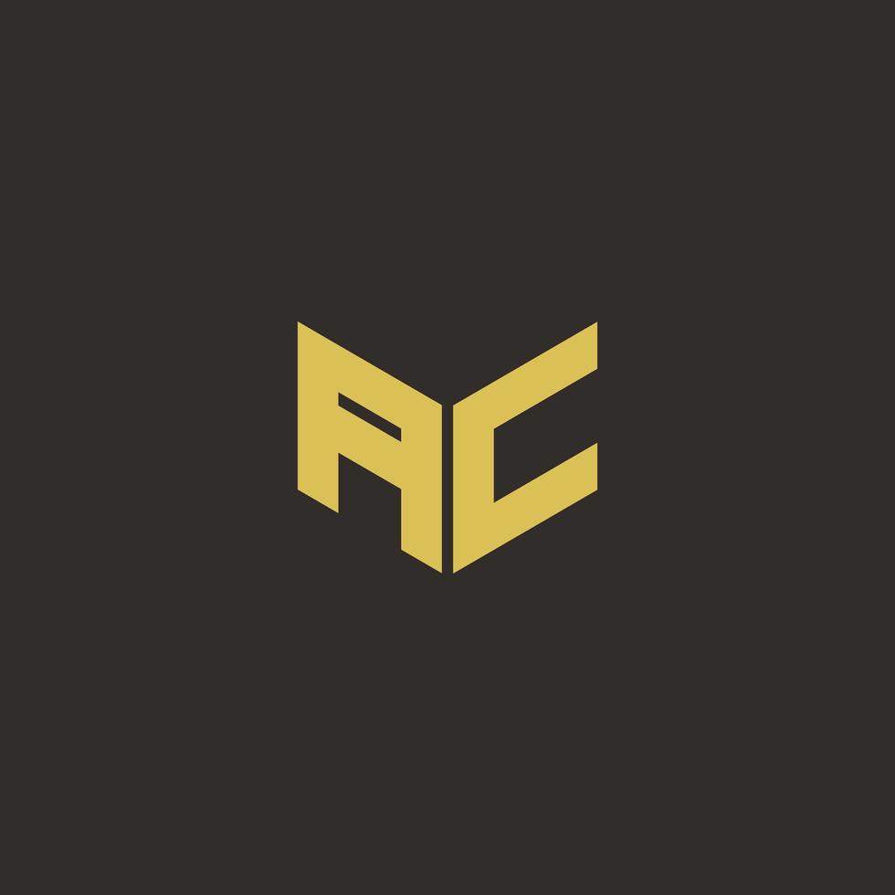 ac logo brief met gouden en zwarte achtergrond vector