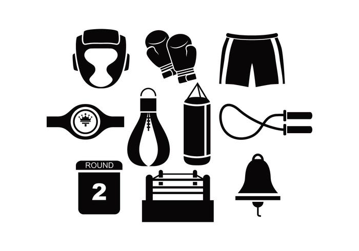 Black Silhouette Boxing Vectors