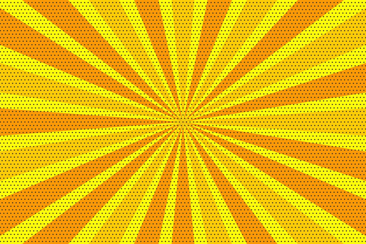 gele en oranje pop-art vintage radiale halftone achtergrond vector
