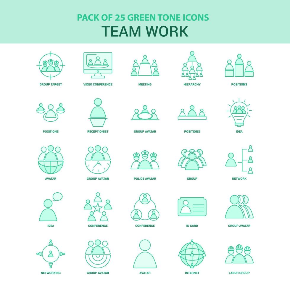 25 groen team werk icoon reeks vector