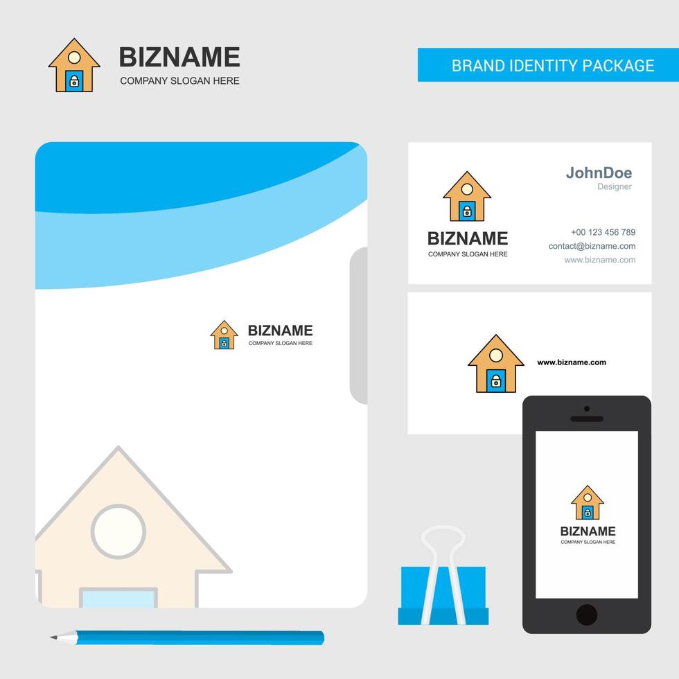 beveiligen huis bedrijf logo het dossier Hoes bezoekende kaart en mobiel app ontwerp vector illustratie