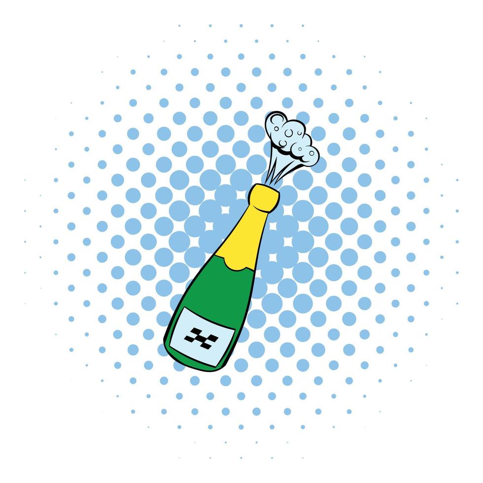 Champagne explosie icoon, comics stijl vector