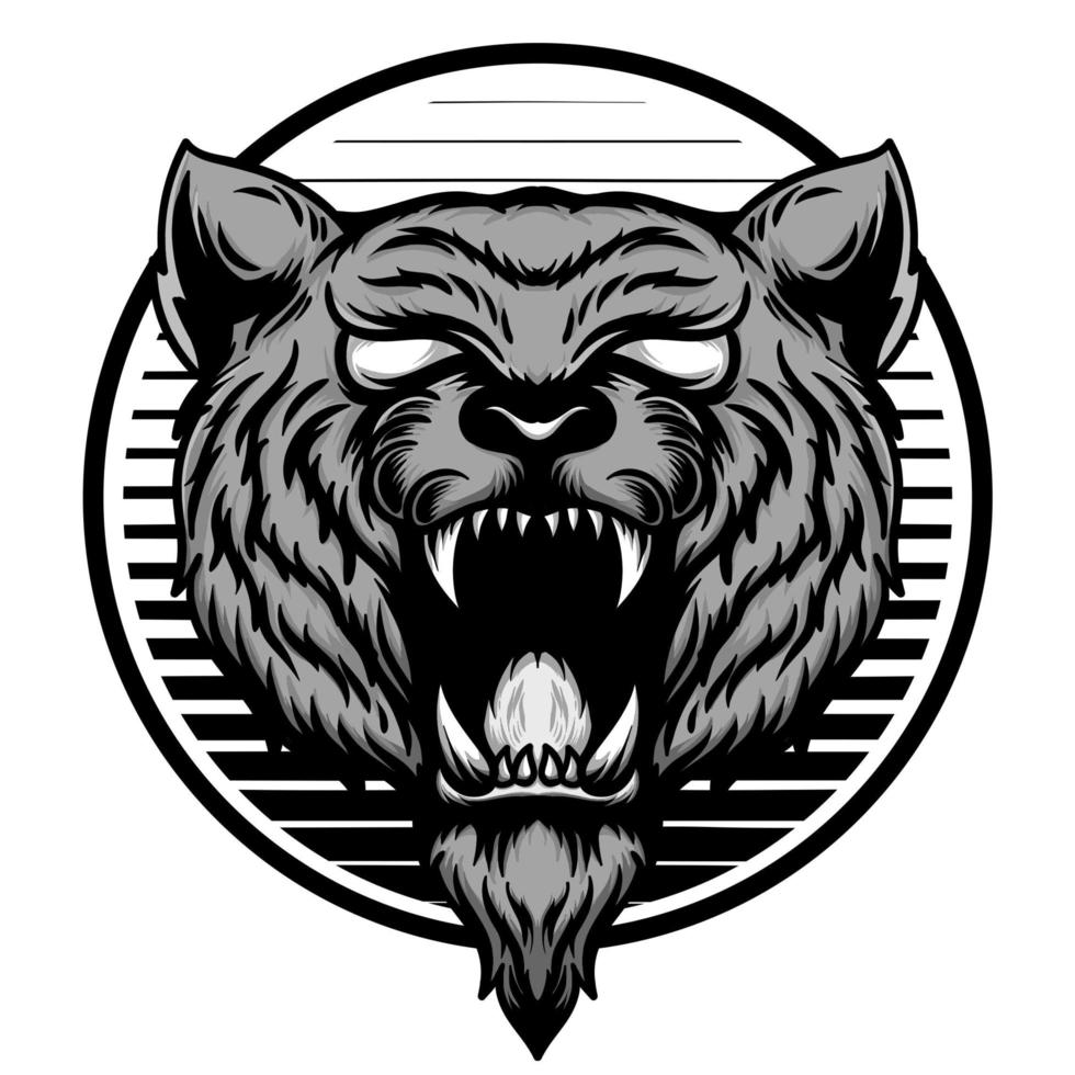 monochroom tijger hoofd embleem vector
