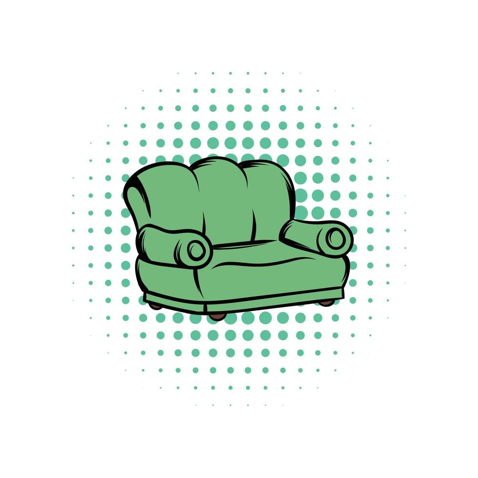 groen sofa comics icoon vector