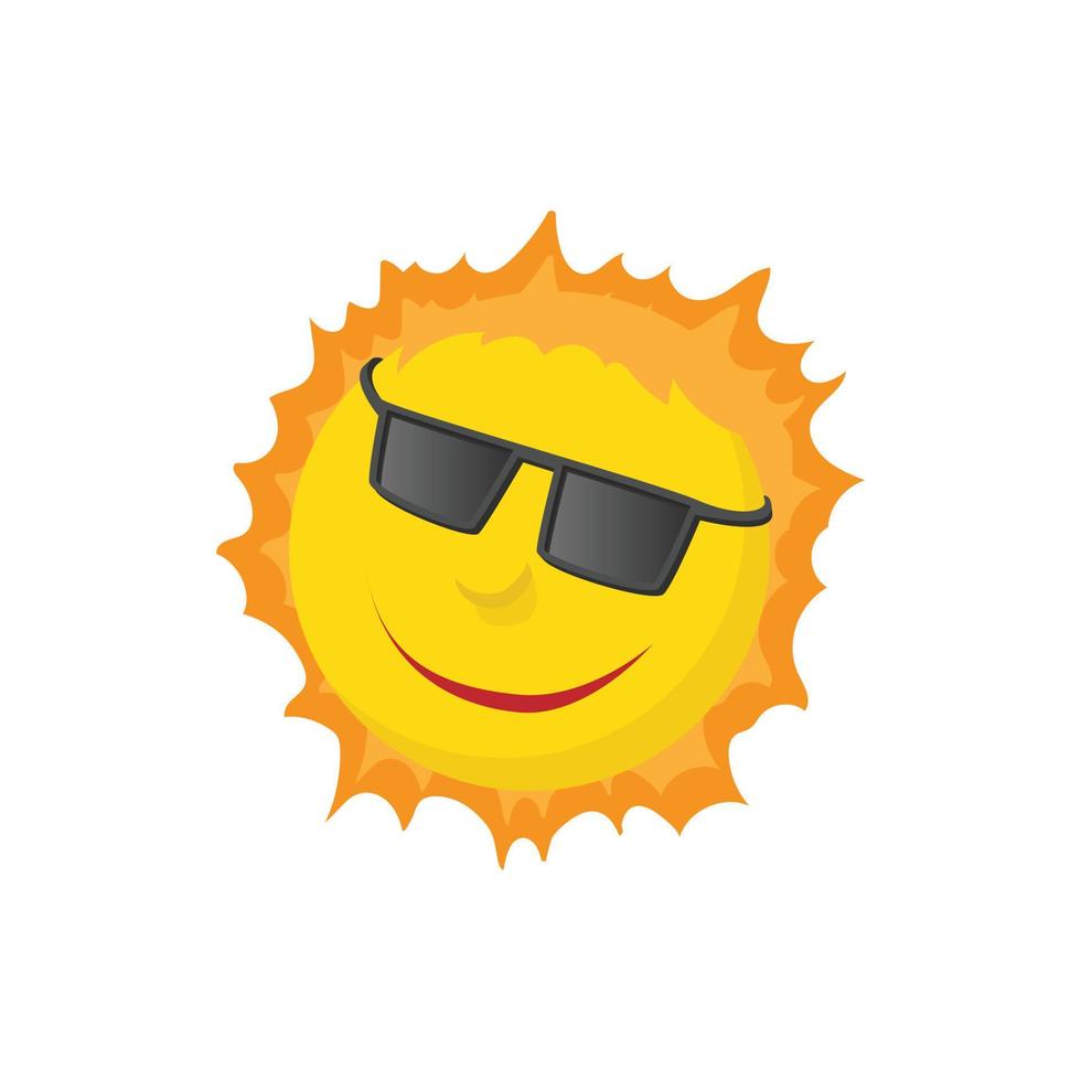 zon gezicht met zonnebril icoon, tekenfilm stijl vector