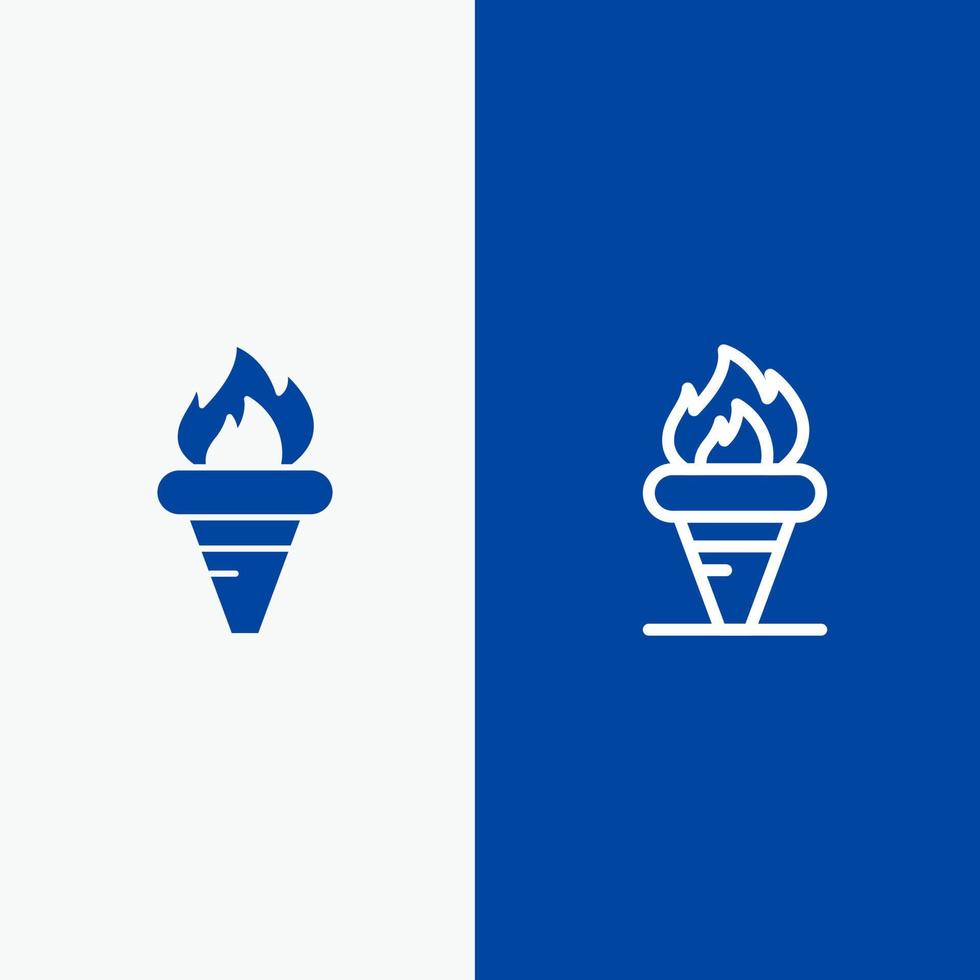 vlam spellen Griekenland Holding olympisch lijn en glyph solide icoon blauw banier lijn en glyph solide icoon blauw banier vector