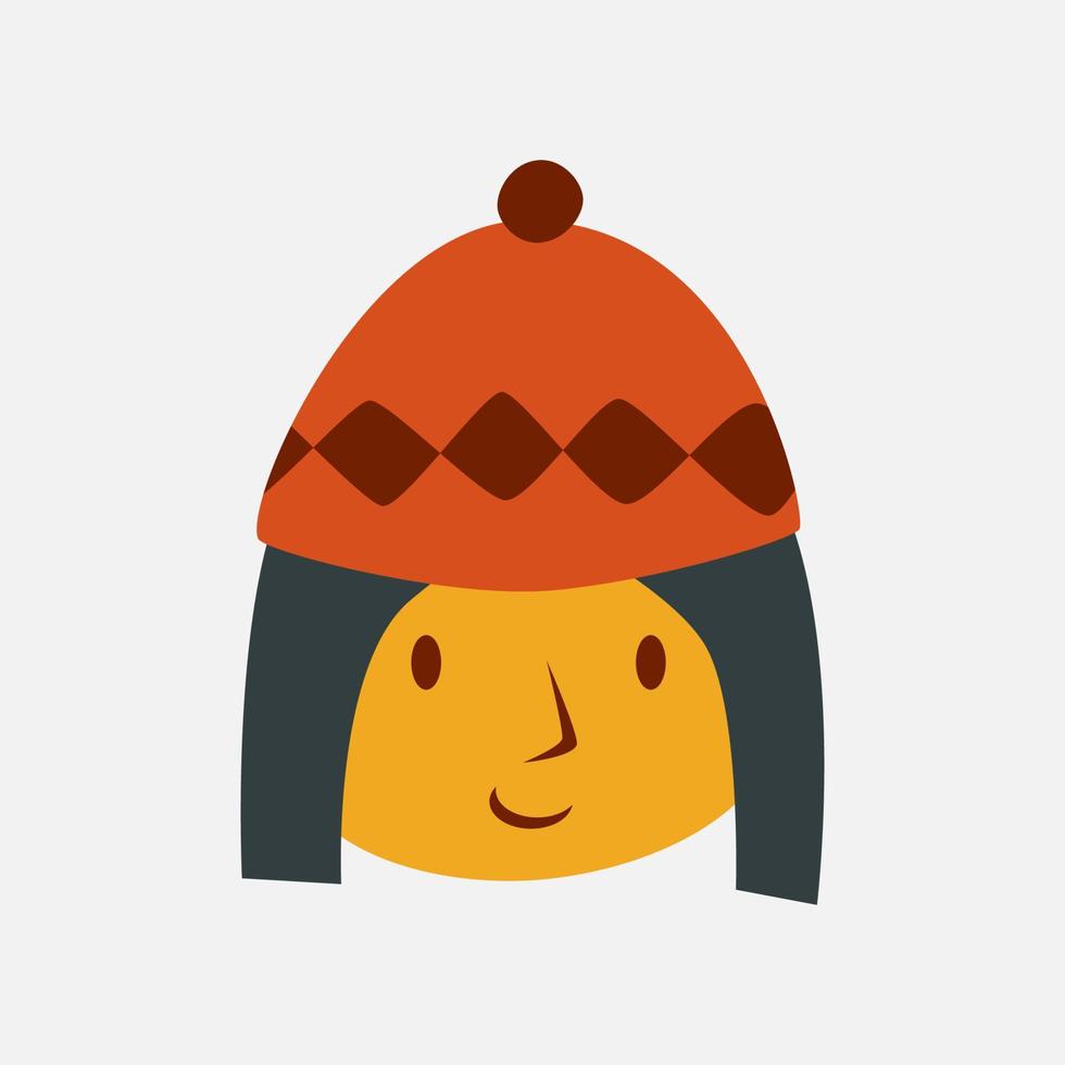 knus schattig meisje met muts hoed in de midden- van herfst of vallen seizoen. geschikt voor poster, folder, en sticker ontwerp. vector