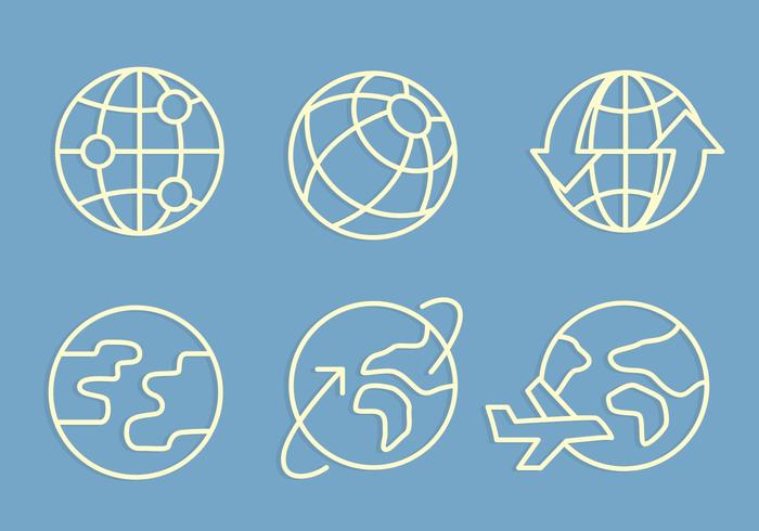 Globe met pijl en Vliegtuig Icons Vectors