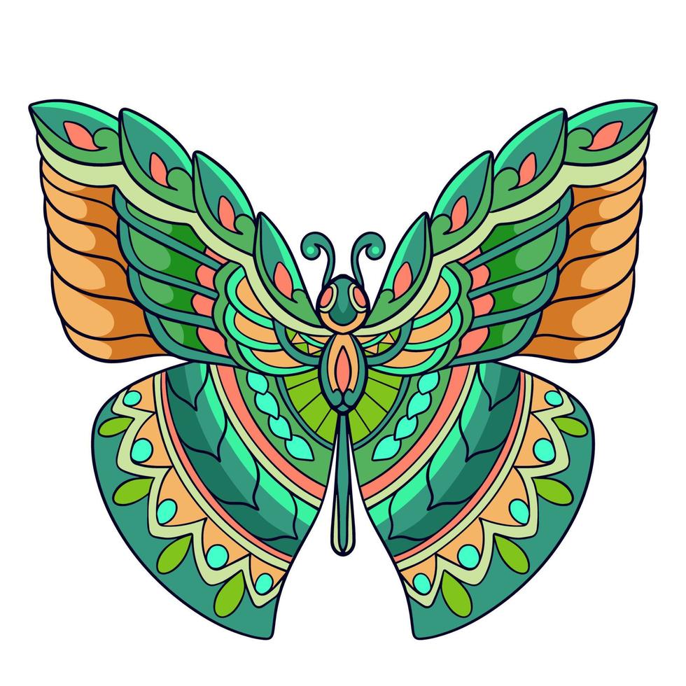 kleurrijk vlinder mandala kunsten geïsoleerd Aan wit achtergrond. vector