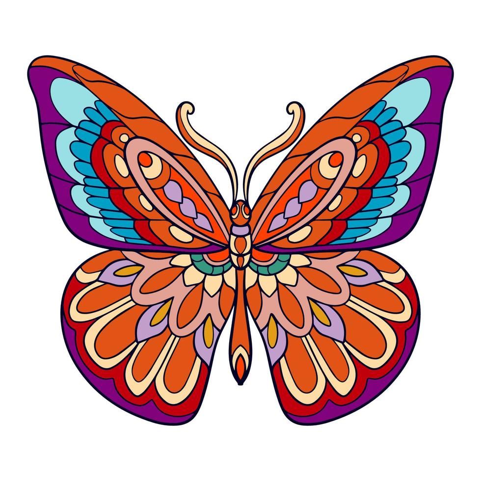 kleurrijk vlinder mandala kunsten geïsoleerd Aan wit achtergrond vector