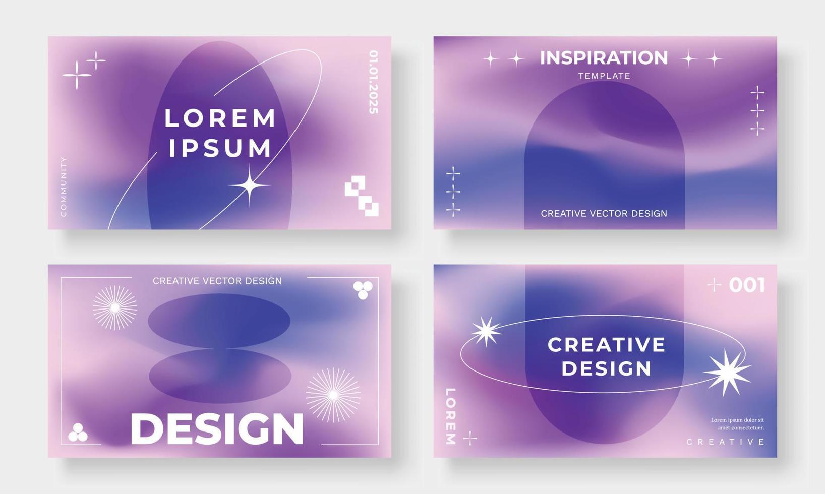 reeks van sjabloon achtergrond ontwerp vector. verzameling van creatief modieus abstract helling Purper wazig achtergrond, cirkel, kromme, baan, fonkeling. ontwerp voor bedrijf kaart, omslag, banier, poster. vector