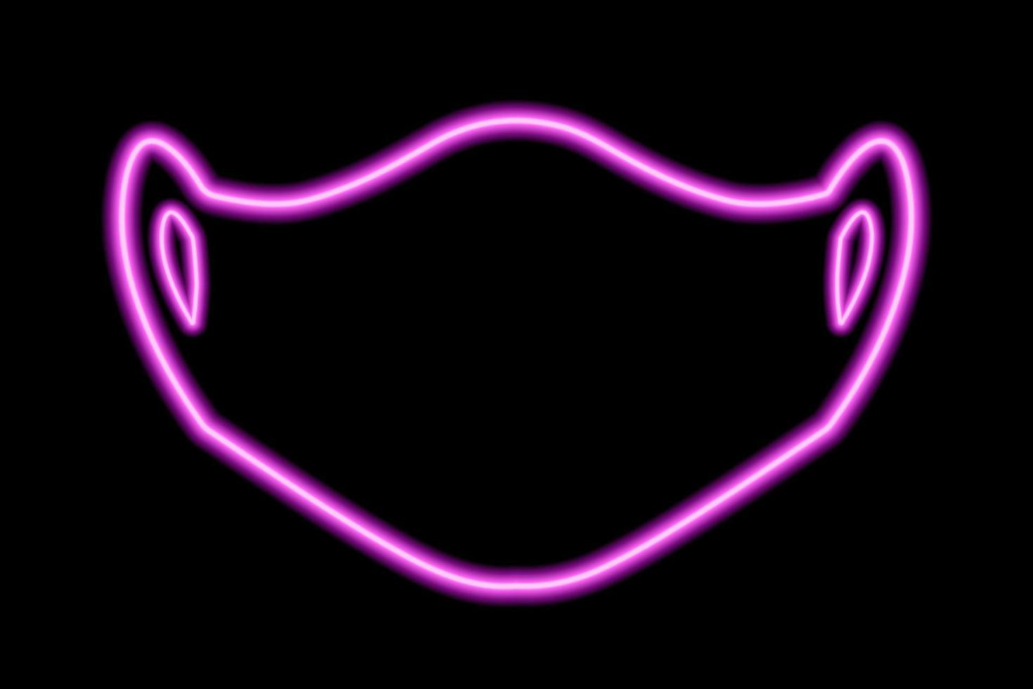 de silhouet van een medisch masker Aan een zwart achtergrond. roze lijn in neon stijl vector