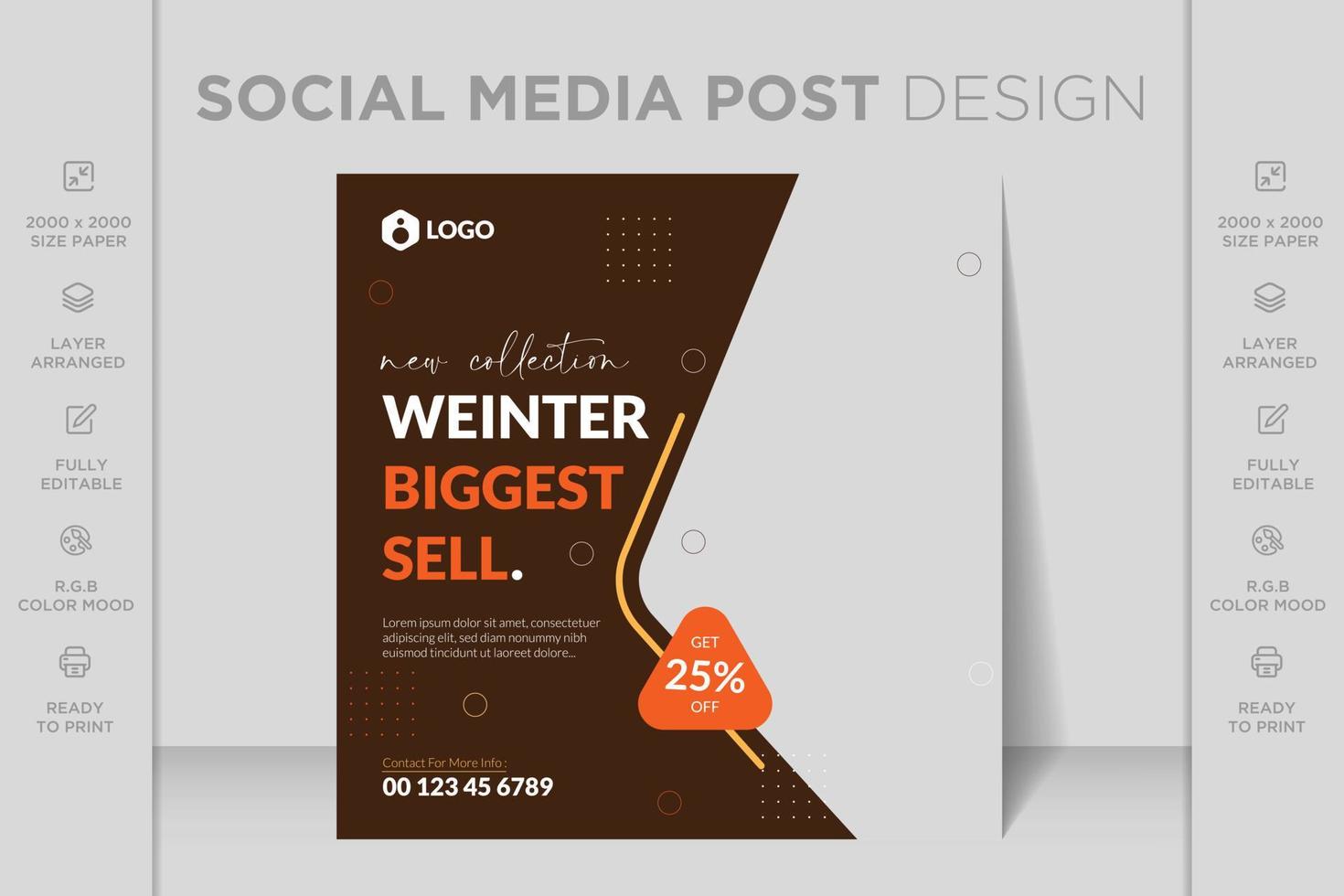 vlak illustratie grootste winter uitverkoop sociaal media post web banier ontwerp sjabloon vector