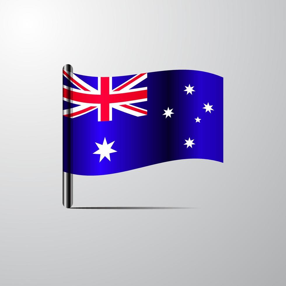 Australië golvend glimmend vlag ontwerp vector