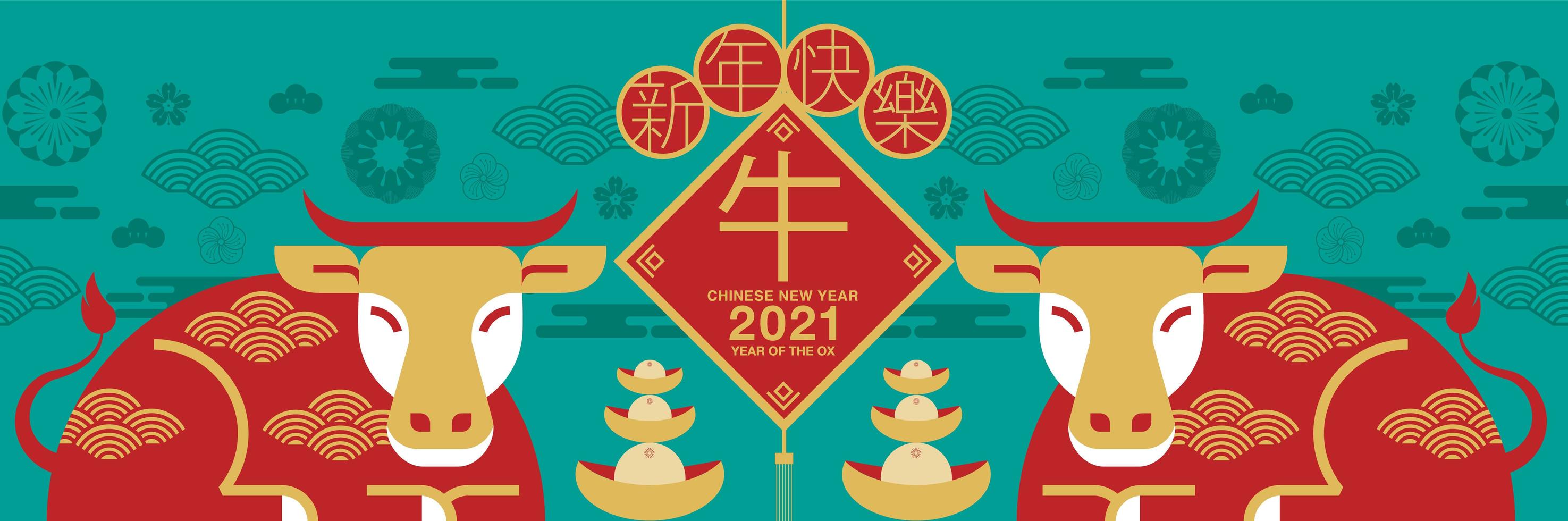 Chinees Nieuwjaar 2021 os banner vector