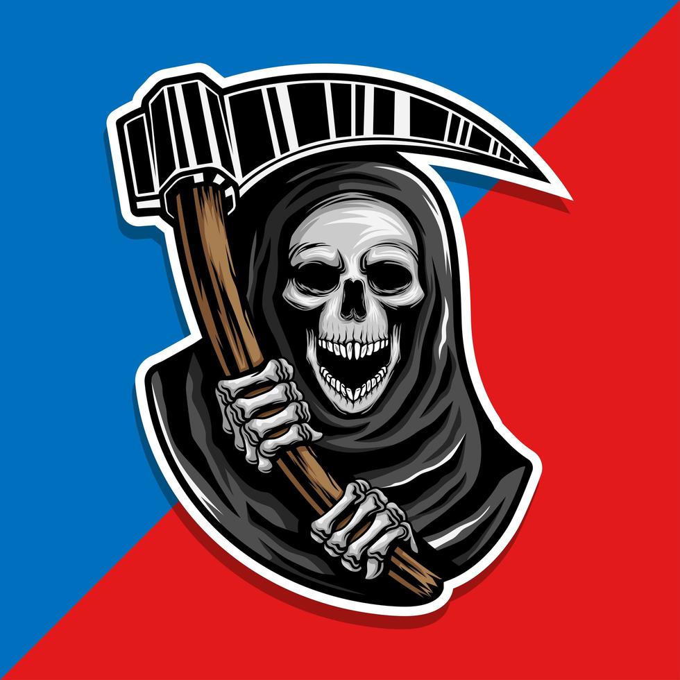 schedel van grim reaper met de sikkel vector