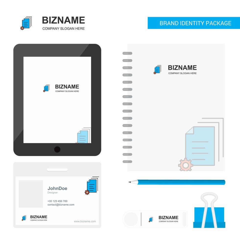 document instelling bedrijf logo tab app dagboek pvc werknemer kaart en USB merk stationair pakket ontwerp vector sjabloon