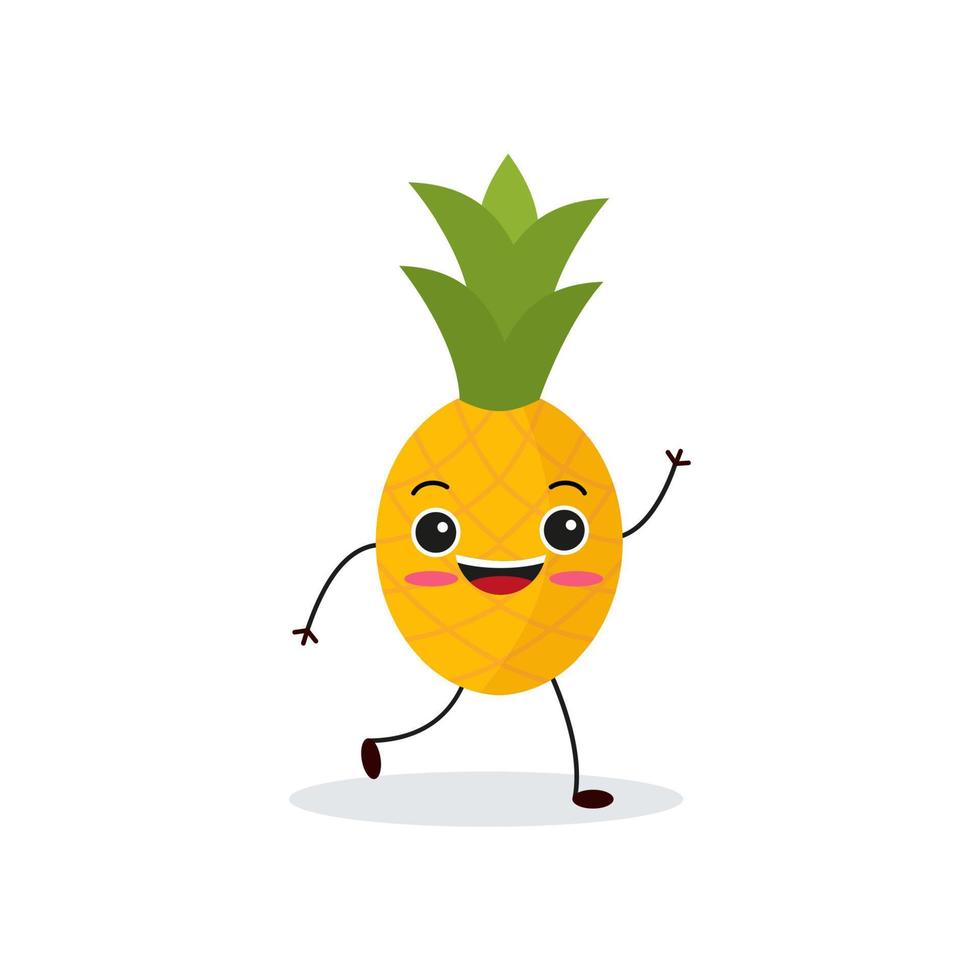 ananas tekenfilm karakter geïsoleerd Aan wit achtergrond. gezond voedsel grappig mascotte vector illustratie in vlak ontwerp.