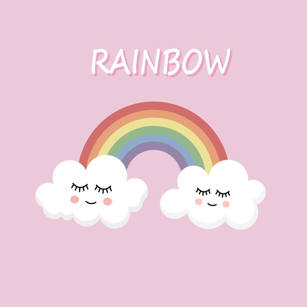 schattig regenboog en wolk illustratie. tekenfilm stijl. vector