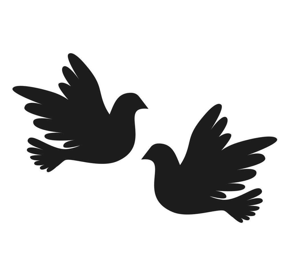 een vliegend duif. silhouet van de vogel. duiven Aan wit achtergrond, silhouet duif in vlucht. vliegend vogels. silhouet van de vliegend vogel. vector