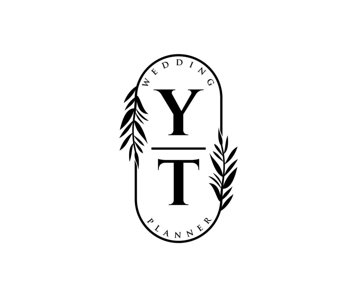 yt initialen brief bruiloft monogram logos verzameling, hand- getrokken modern minimalistisch en bloemen Sjablonen voor uitnodiging kaarten, opslaan de datum, elegant identiteit voor restaurant, boetiek, cafe in vector