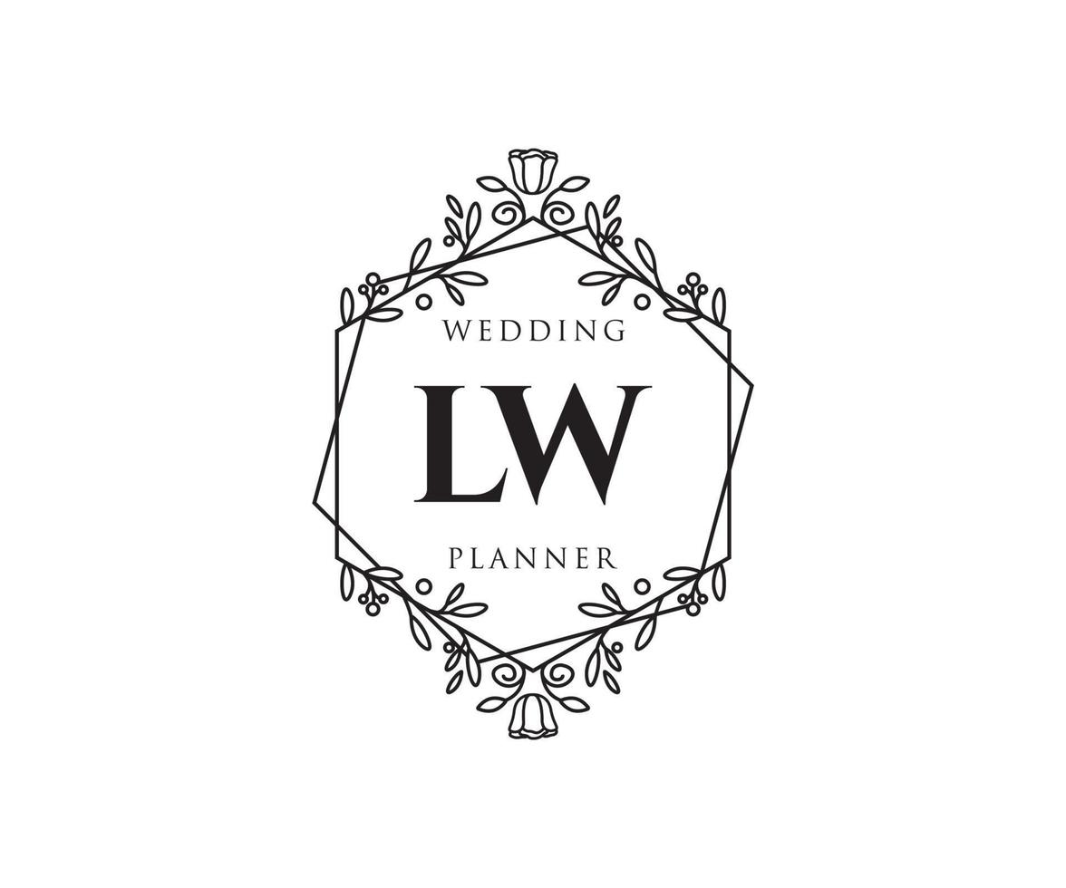 lw initialen brief bruiloft monogram logos verzameling, hand- getrokken modern minimalistisch en bloemen Sjablonen voor uitnodiging kaarten, opslaan de datum, elegant identiteit voor restaurant, boetiek, cafe in vector