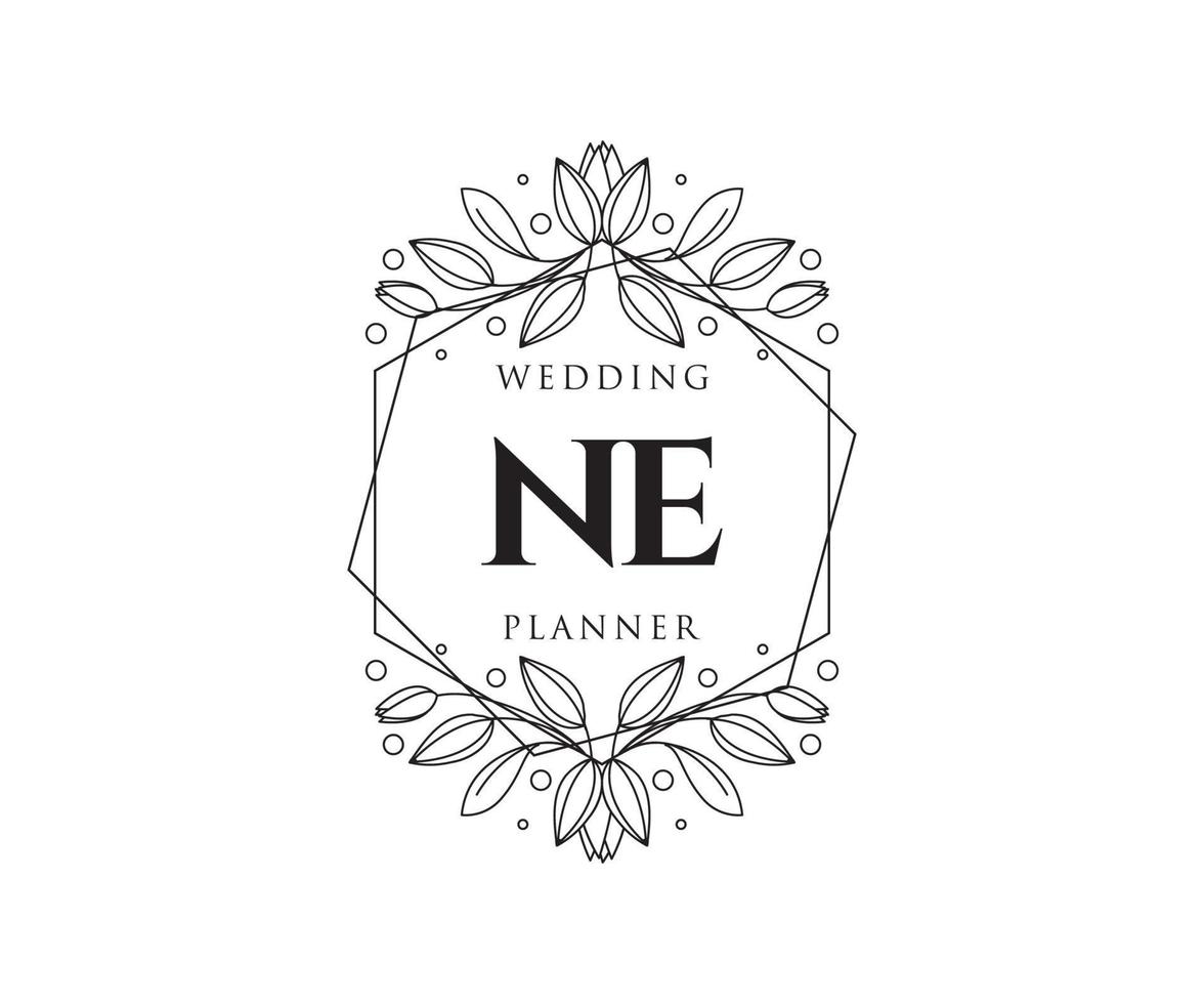 ne initialen brief bruiloft monogram logos verzameling, hand- getrokken modern minimalistisch en bloemen Sjablonen voor uitnodiging kaarten, opslaan de datum, elegant identiteit voor restaurant, boetiek, cafe in vector