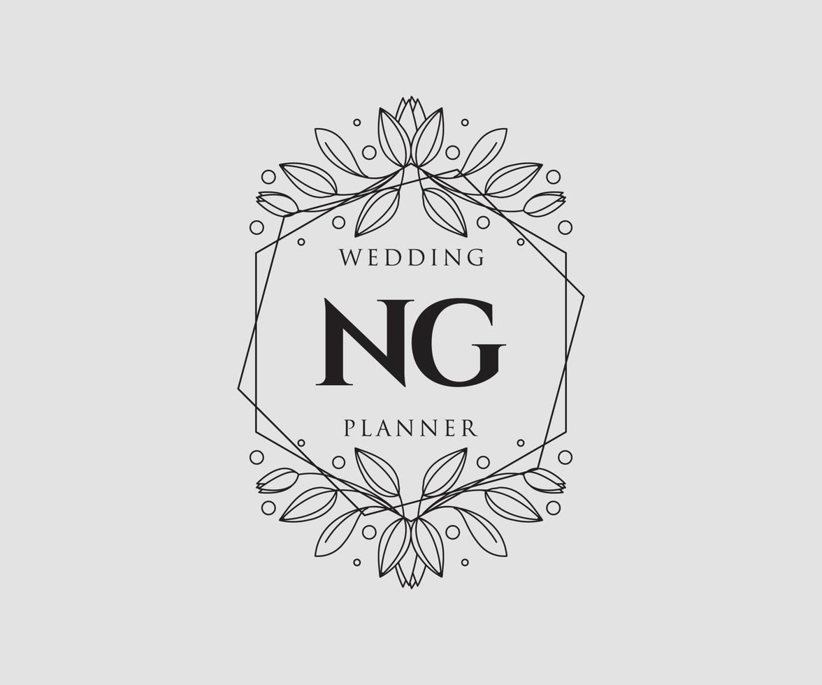 ng initialen brief bruiloft monogram logos verzameling, hand- getrokken modern minimalistisch en bloemen Sjablonen voor uitnodiging kaarten, opslaan de datum, elegant identiteit voor restaurant, boetiek, cafe in vector