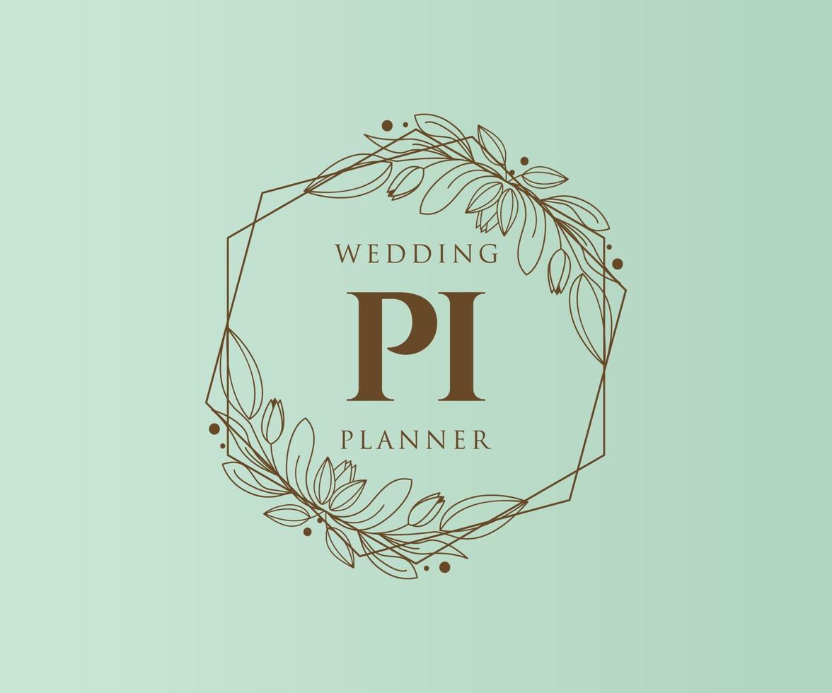 pi initialen brief bruiloft monogram logos verzameling, hand- getrokken modern minimalistisch en bloemen Sjablonen voor uitnodiging kaarten, opslaan de datum, elegant identiteit voor restaurant, boetiek, cafe in vector