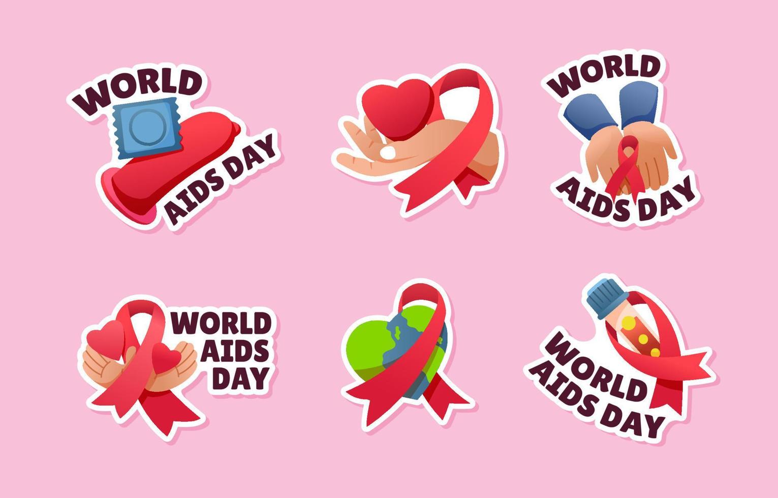 wereld AIDS dag lint stickers pakket vector