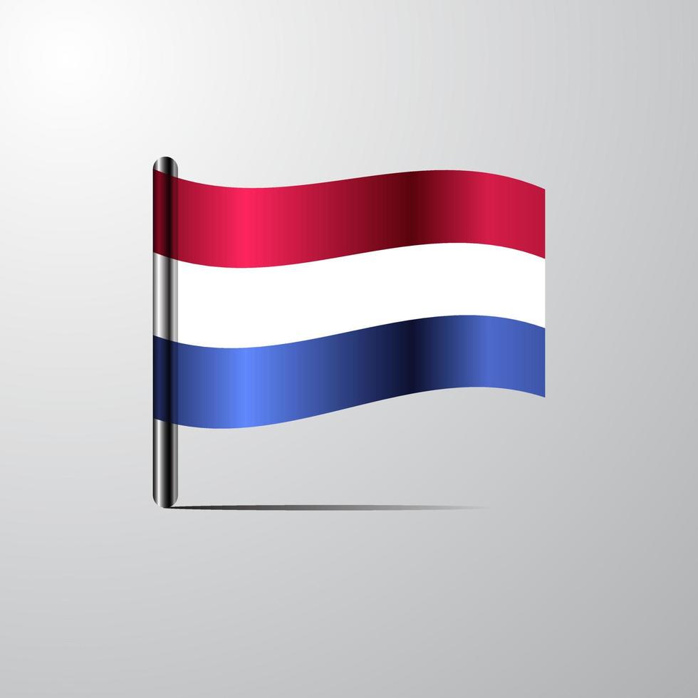 Nederland golvend glimmend vlag ontwerp vector