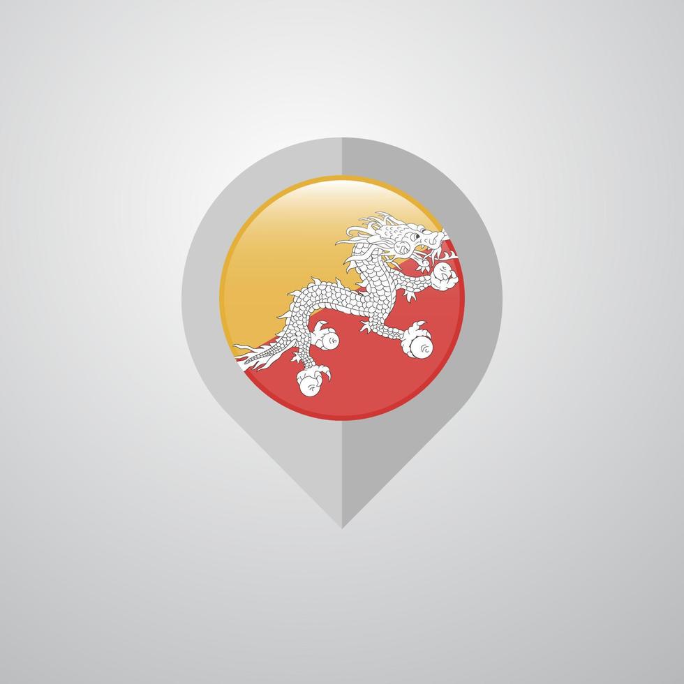 kaart navigatie wijzer met Bhutan vlag ontwerp vector