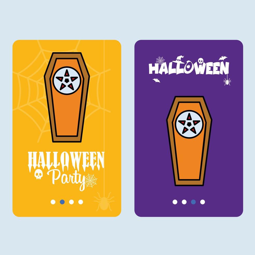 gelukkig halloween uitnodiging ontwerp met lijkkist vector