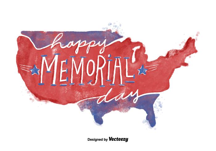 Rood en Blauw Memorial Day USA Aquarel Vector