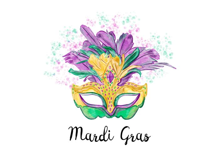 Creative paars en groen Aquarel Mardi Gras Mask Vector