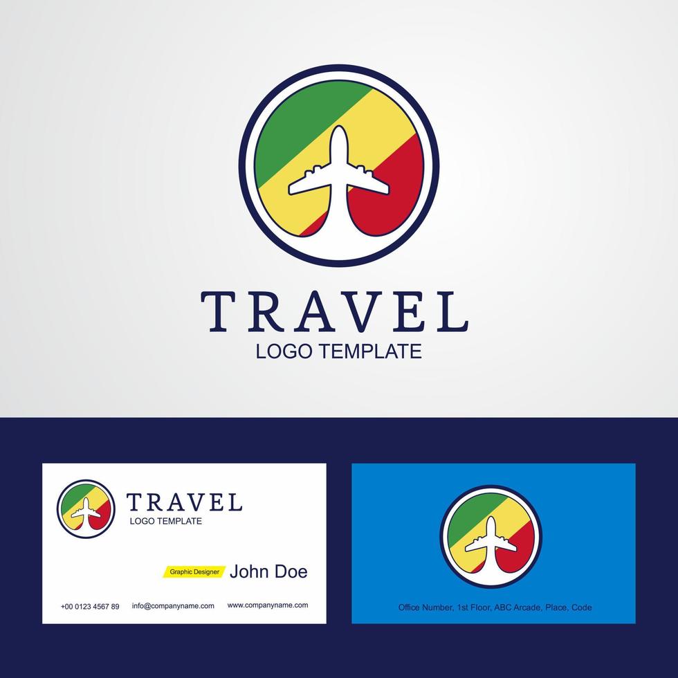 reizen republiek van de Congo creatief cirkel vlag logo en bedrijf kaart ontwerp vector