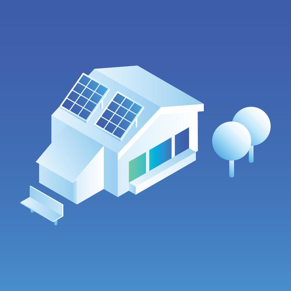 slim huis zonne- paneel icoon, isometrische stijl vector
